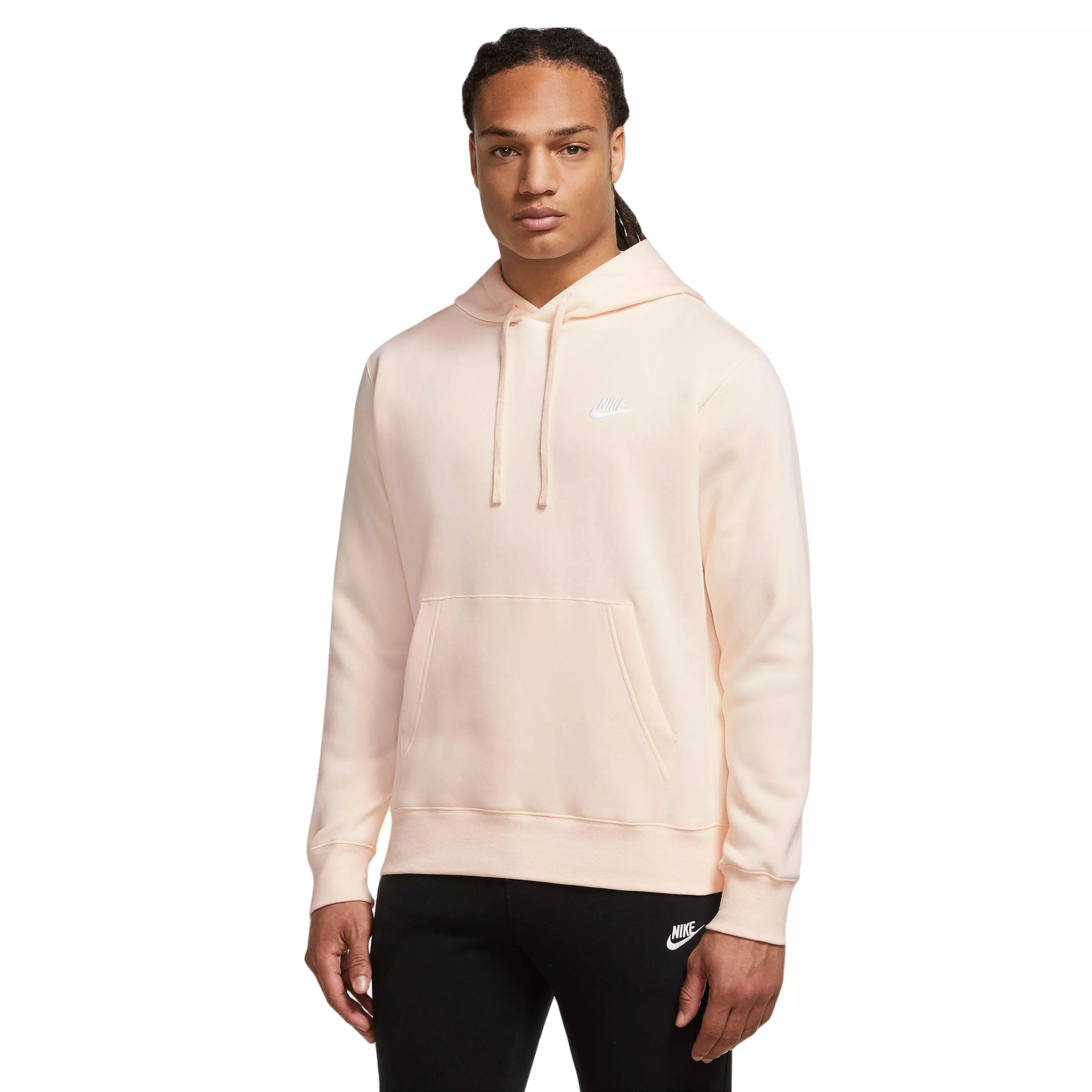 Nike men's sportswear online club fleece hoodie pink